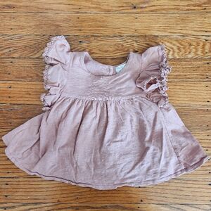 Play Up Swing Flutter Sleeve Eyelet Pink Top 6M Baby Girl